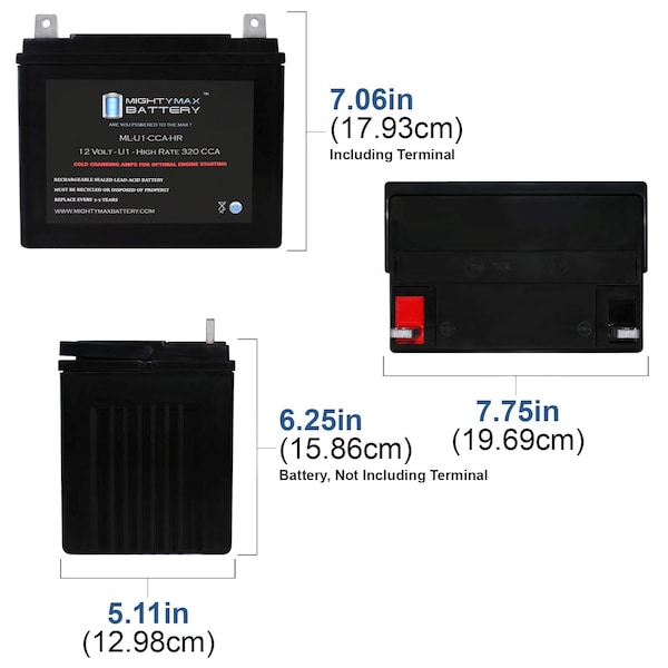 12-Volt U1 320 CCA Rechargable NB Terminal Sealed Lead Acid Battery